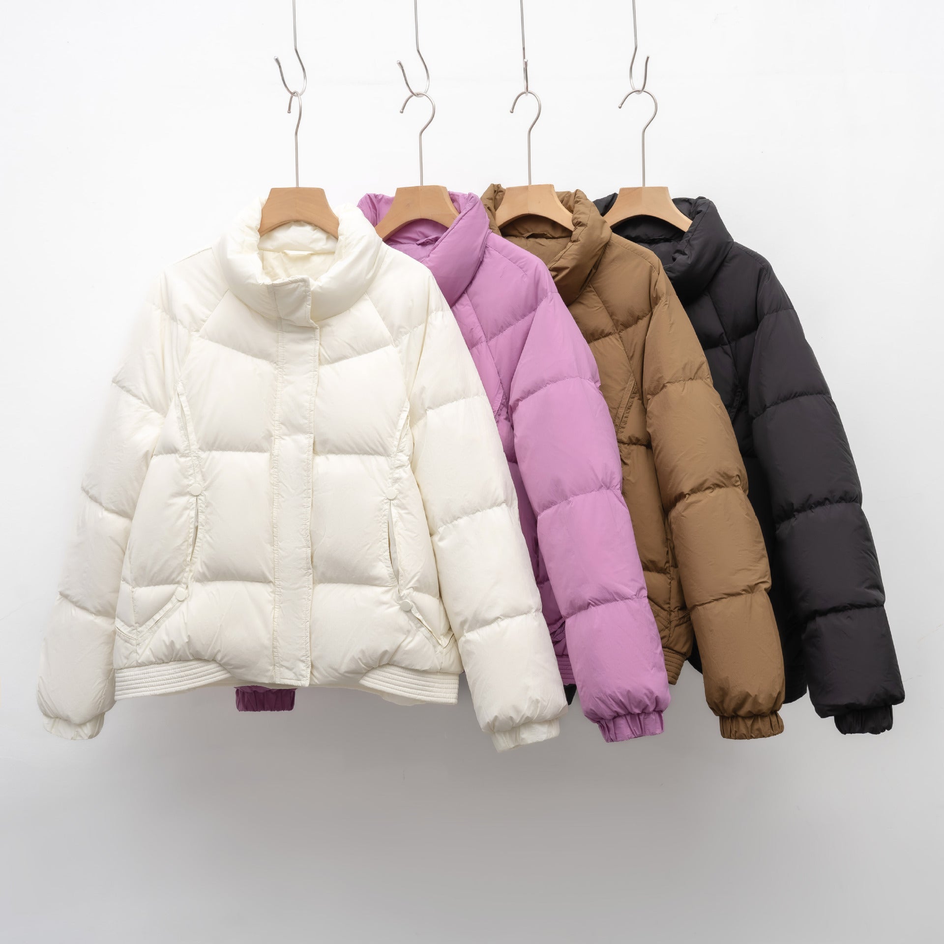 Women's Petite Duck Down Coat With Stand-Up Collar Warmth