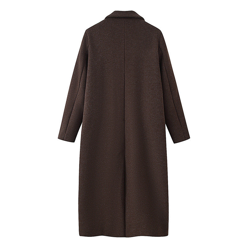 Casual Solid Color Woolen Coat Women's Loose Elegant Jacket