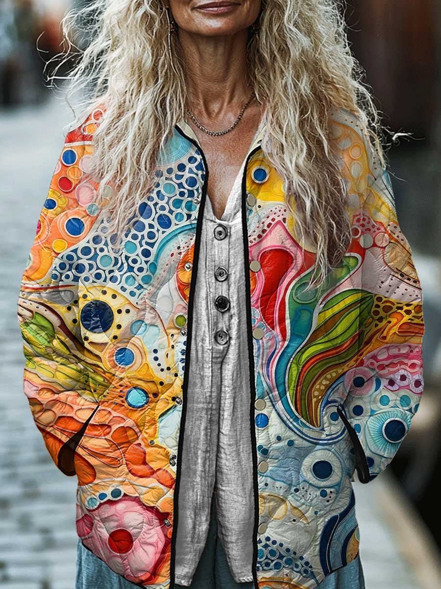 Women's Cotton Padded Jacket With Digital Floral Print