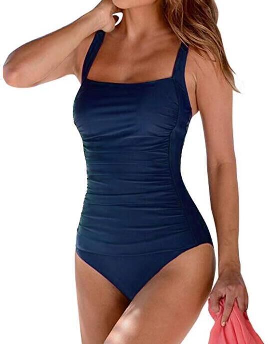 Women's One Piece Solid Color Square Neckline Swimsuit