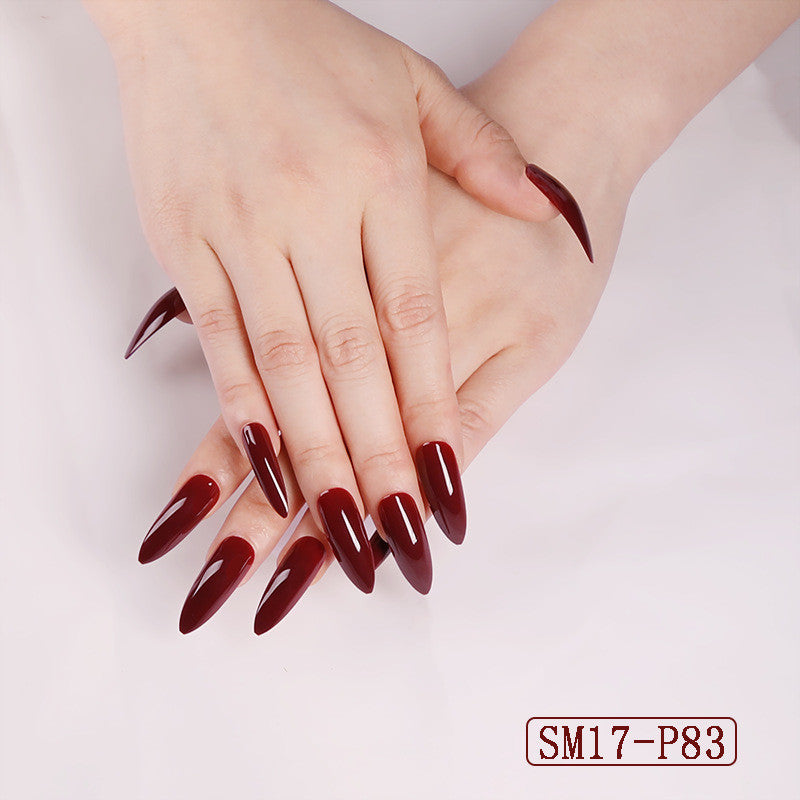 Women's Vibrant Long Round False Nail Set in Multiple Shades