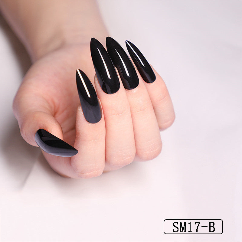 Women's Vibrant Long Round False Nail Set in Multiple Shades