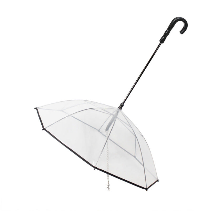 Transparent Dog Umbrella With Leash For Rainy Walks