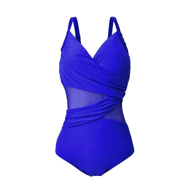 Women's One Piece Swimsuit with Sheer Midriff