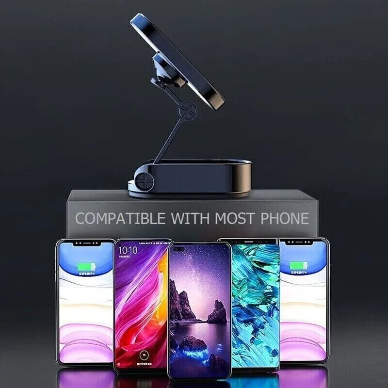 Foldable Magnetic Stainless?Steel Dashboard Phone Holder With 360° Rotation