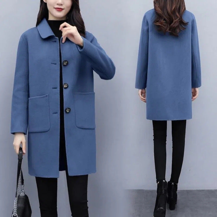 Loose Mid-Length Oversized Wool Coat For Women
