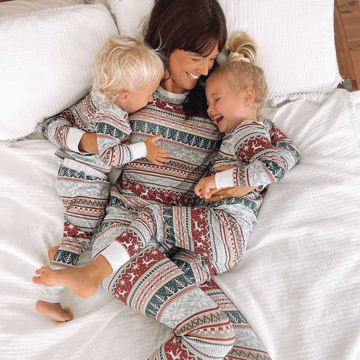 Matching Family Christmas Themed Long Sleeve and Pants Pajama Set