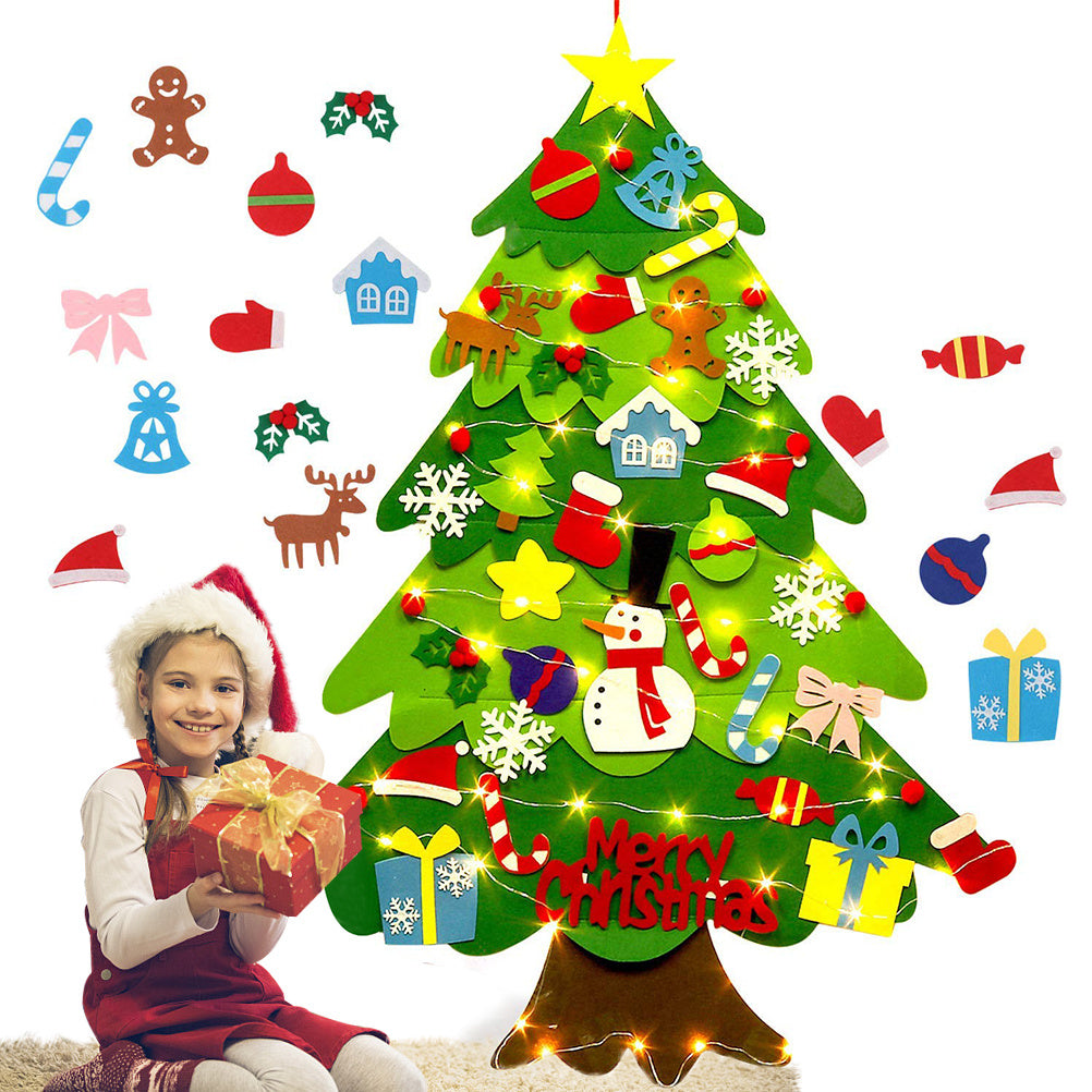 Wall Mounted Felt Christmas Tree with Felt Accessories for Kids