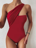 Women's One Piece Cold Shoulder Swimsuit with Sash