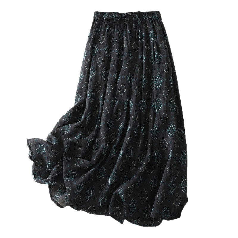 Women's Retro Printed Double-Layer Skirt