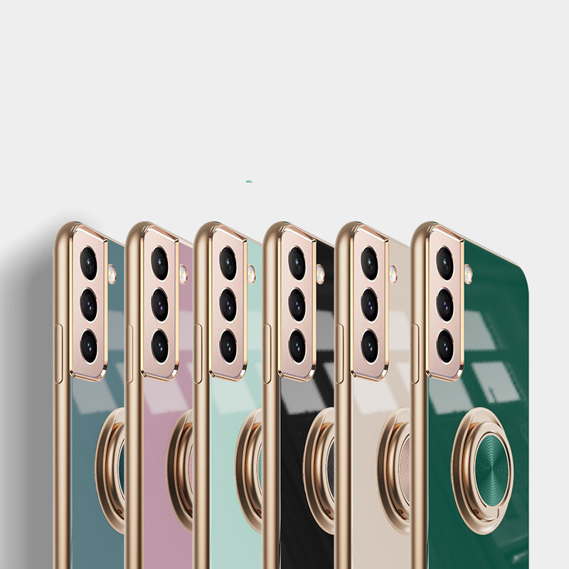 Electroplated Ring Stand Silicone Phone Case For Samsung Models