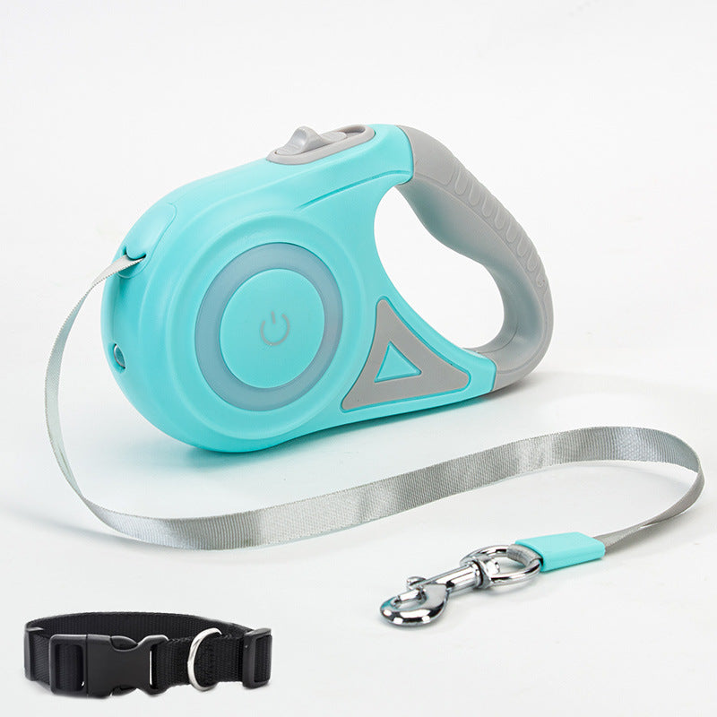 Retractable Dog Leash With Spotlight And Collar For Safety
