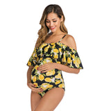 Women’s One Piece Off Shoulder Lemon Print Swimsuit