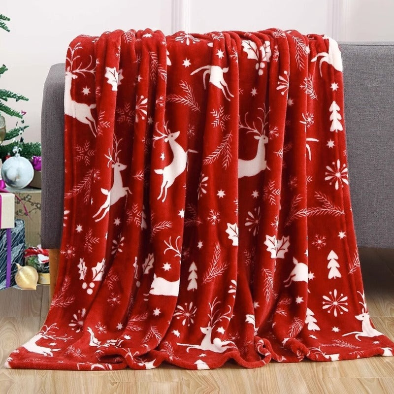 Double Sided Winter and Christmas Themed Fleece Blanket