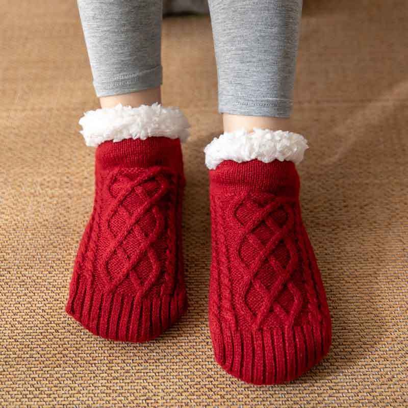 Soft Knit Style Winter Socks with White Fleece Lining in Multiple Colors