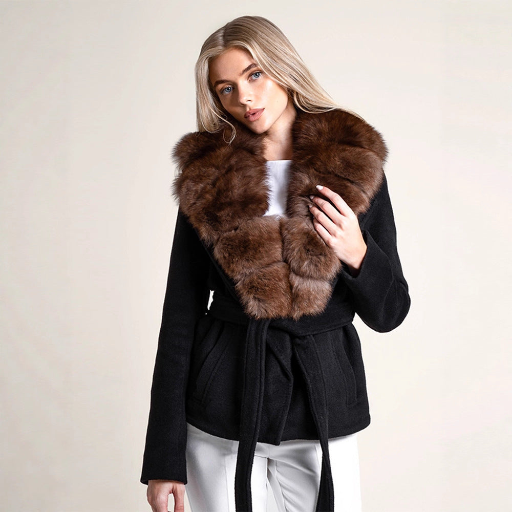 Women's Simple And Versatile Fur Collar Coat