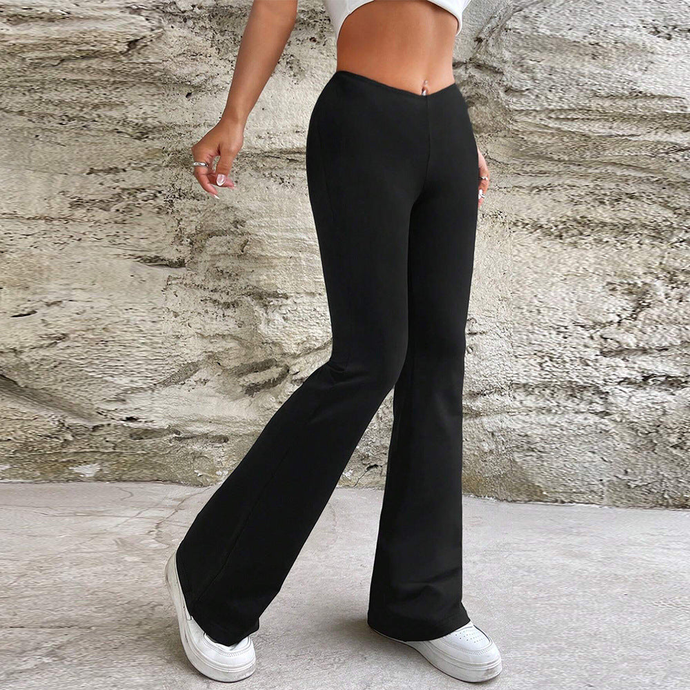 Women's Casual V-waist Slimming Slightly Flared Trousers