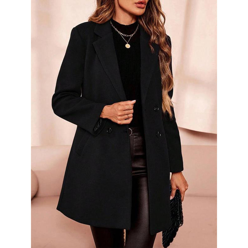 Wool Mid-length Slim-fit Women's Trench Coat