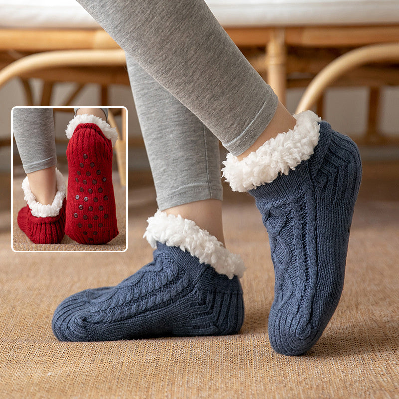 Soft Knit Style Winter Socks with White Fleece Lining in Multiple Colors