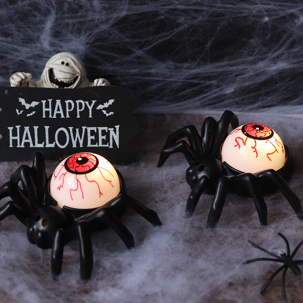 Spooky Disembodied Eyeball and Spider Lamp Table Decoration