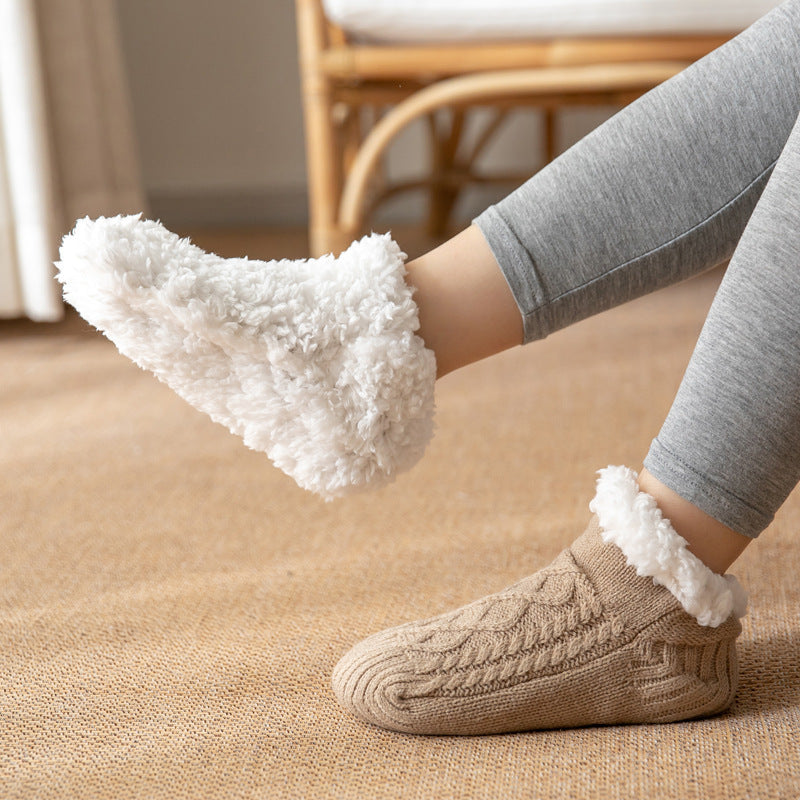 Soft Knit Style Winter Socks with White Fleece Lining in Multiple Colors