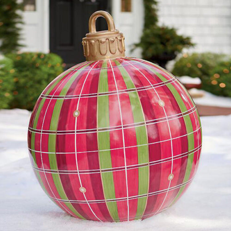60 Centimeter Hanging Oversized PVC Christmas Ornaments for Exterior Decor-Red grids-Theone Apparel