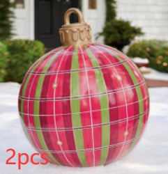 60 Centimeter Hanging Oversized PVC Christmas Ornaments for Exterior Decor-Red grids-Theone Apparel