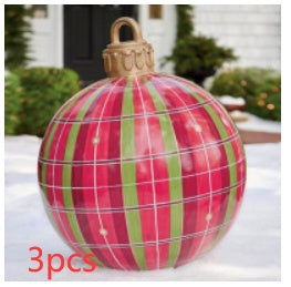 60 Centimeter Hanging Oversized PVC Christmas Ornaments for Exterior Decor-Red grids-Theone Apparel