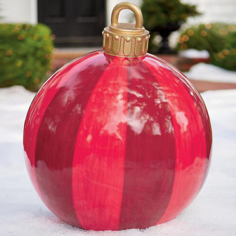 60 Centimeter Hanging Oversized PVC Christmas Ornaments for Exterior Decor-Red stripes-Theone Apparel