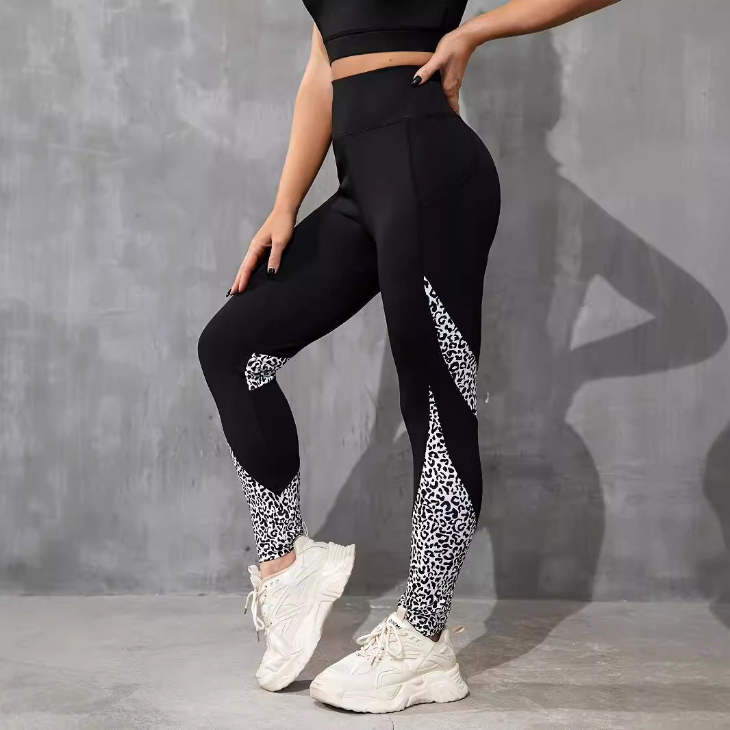 Contrast Patchwork High Waist Hip Lift Sports Leggings