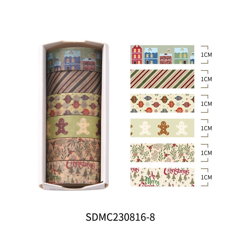 Washi -tape met kerstthema en kerstcadeau -inpaktape