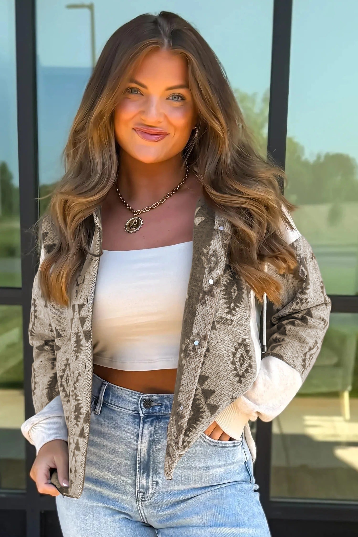 Women's Vintage Jacquard Casual Long Sleeve Jacket