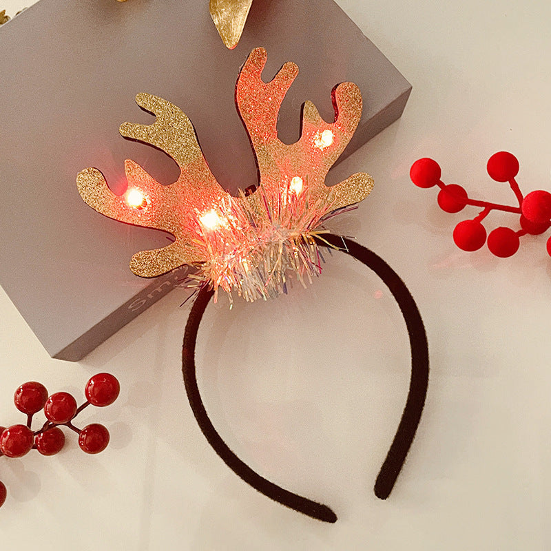 Christmas Tree Headband Hat with LED String Lights