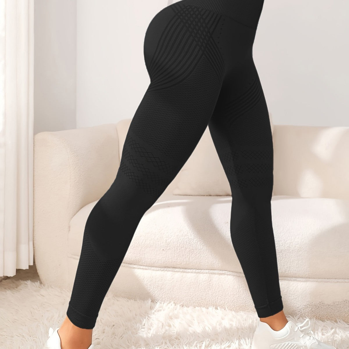 Solid Color High Waist Stretch Fitness Yoga Striped Trousers
