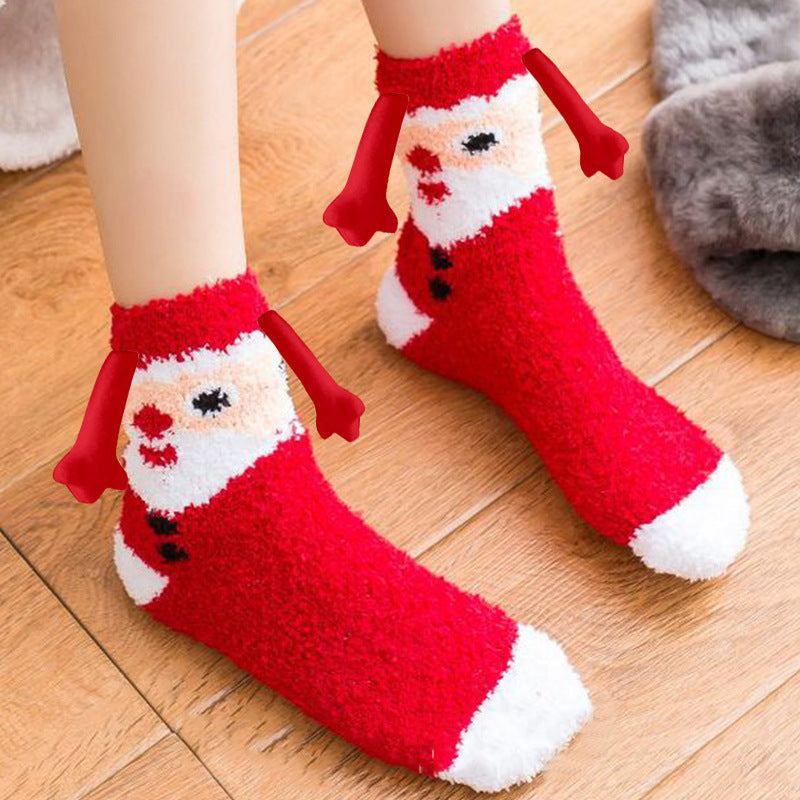 Adorable 3D Soft Fleece Crew Socks with Penguin Designs