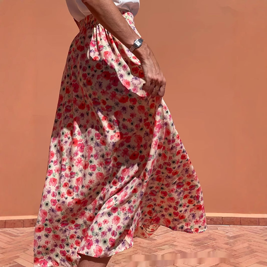 Women's Fashionable Floral-print Casual Skirt