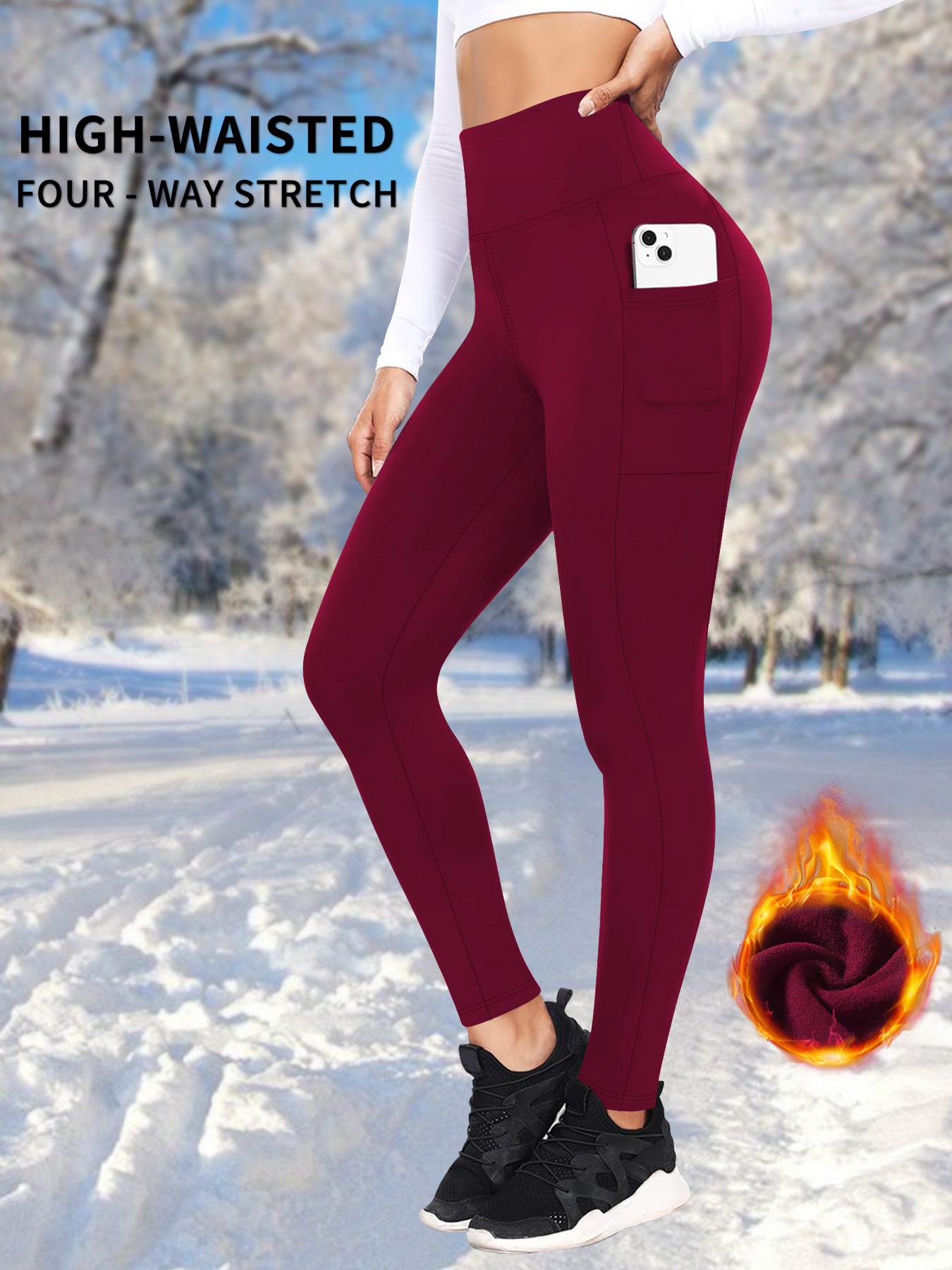 Autumn And Winter Warm Pocket Plus Velvet Yoga Pants