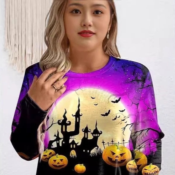 Women's Casual Crew-neck Long-sleeve Pullover Hoodie