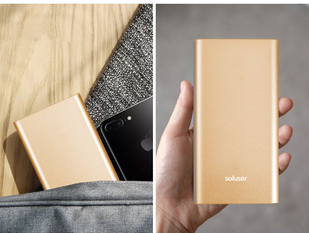 12000mAh Ultra?Thin Alloy Power Bank With Multi?Port Output