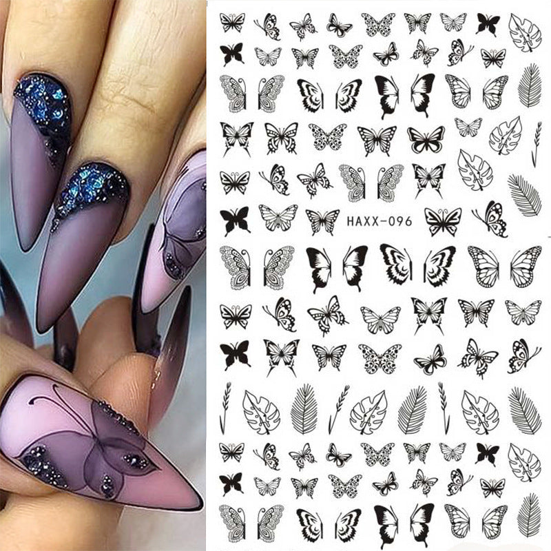 Transparent Black Butterfly Nail Decoration for Accent Nails