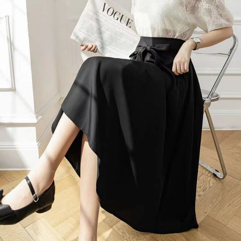 A-Line Mid Length Skirt With Flowing Large Hem-Theone Apparel