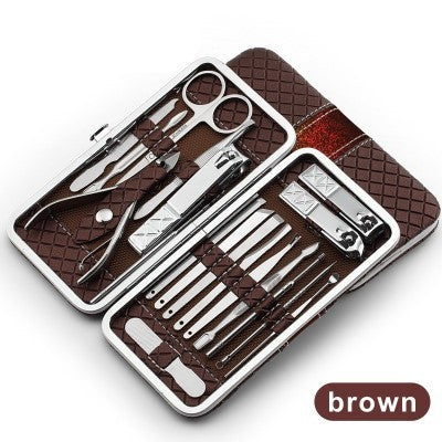 All In One Nail Manicure Kit with Included Case-Brown-Theone Apparel
