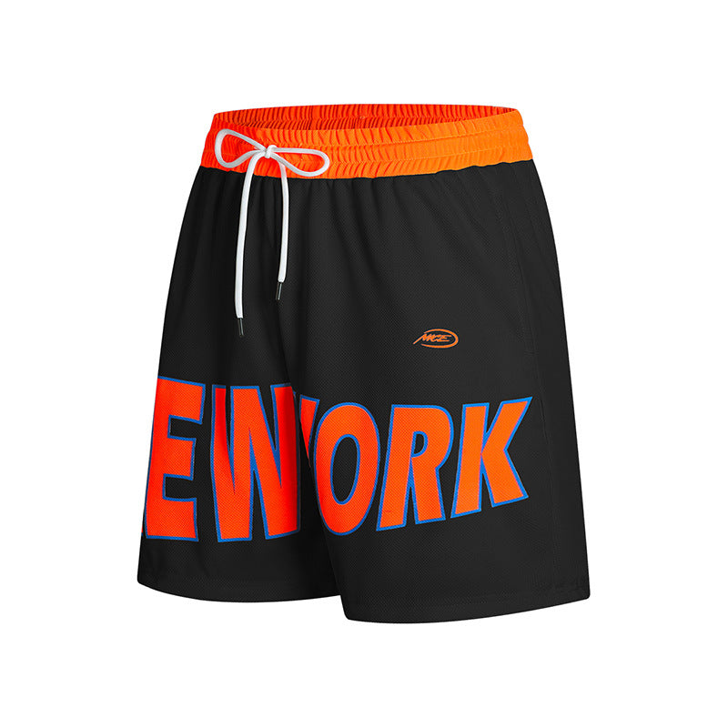 Breathable Mesh Shorts with Bold Letter Print Design-Theone Apparel