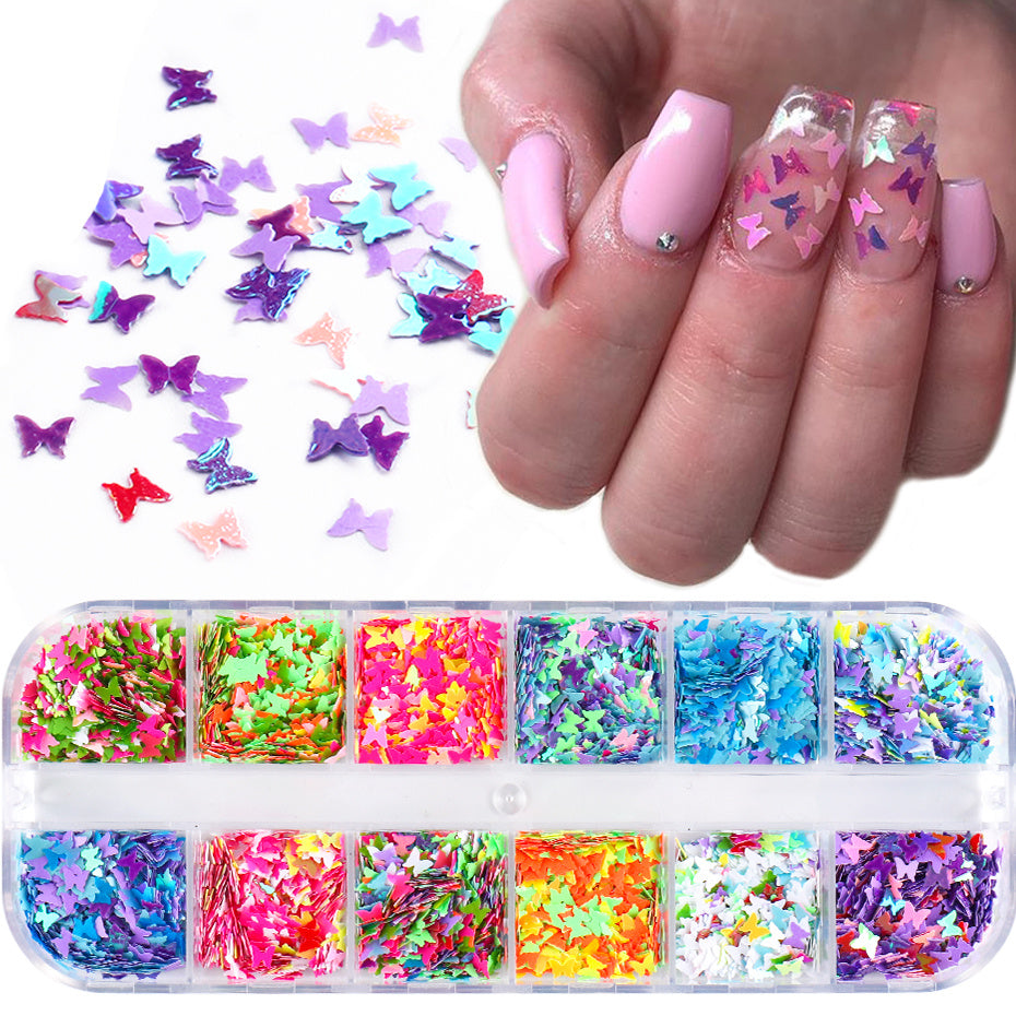 Butterfly Sticker Square Blunt False Nails Set-Theone Apparel