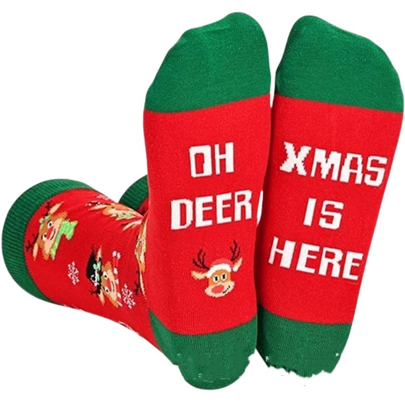 Christmas Themed Lightweight Ankle Socks in Various Graphic Designs-Christmas Elk Style-Theone Apparel