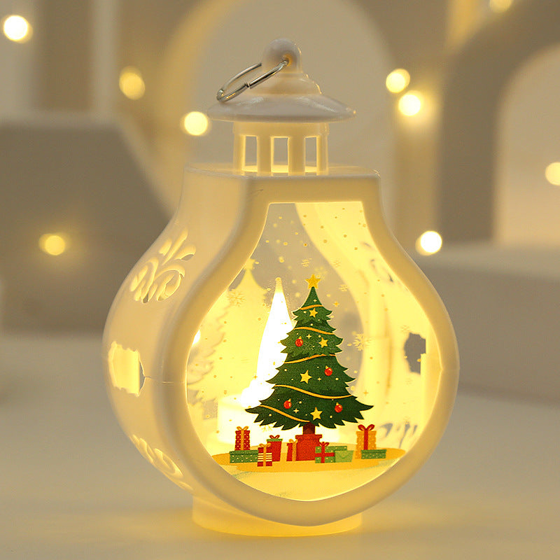 Christmas Themed Snowglobe Style Lamp with LED Light-White Shell Christmas Tree-Theone Apparel