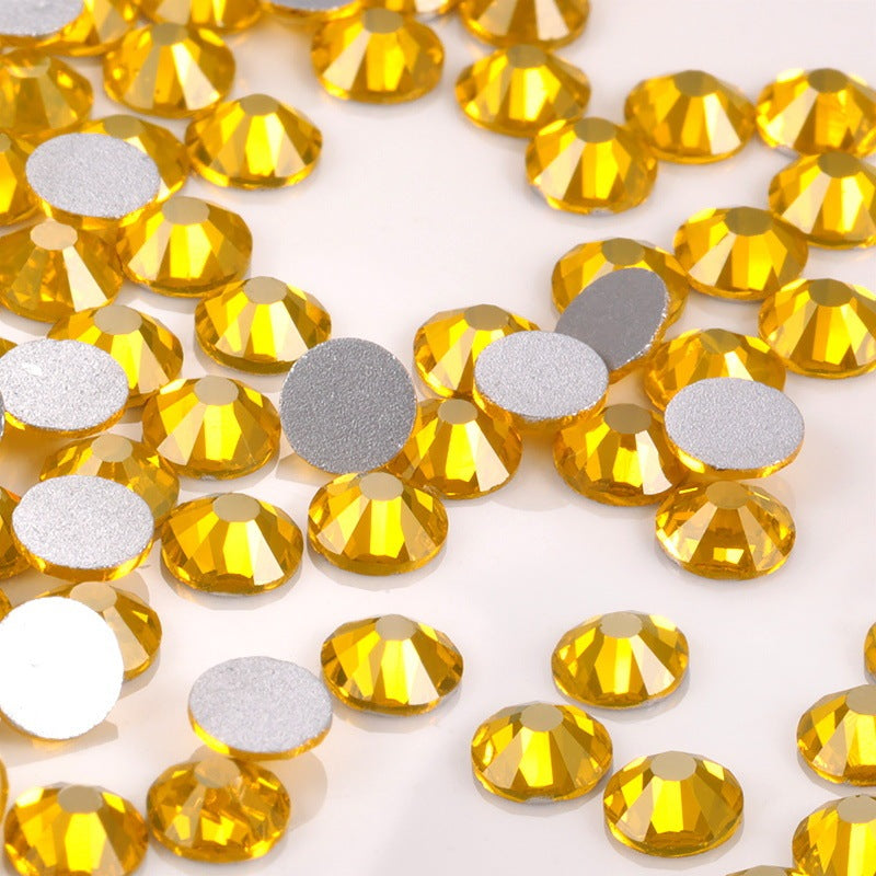Colorful Rhinestone Jewel Nail Adornment in Multiple Colors-Lemon yellow-Theone Apparel