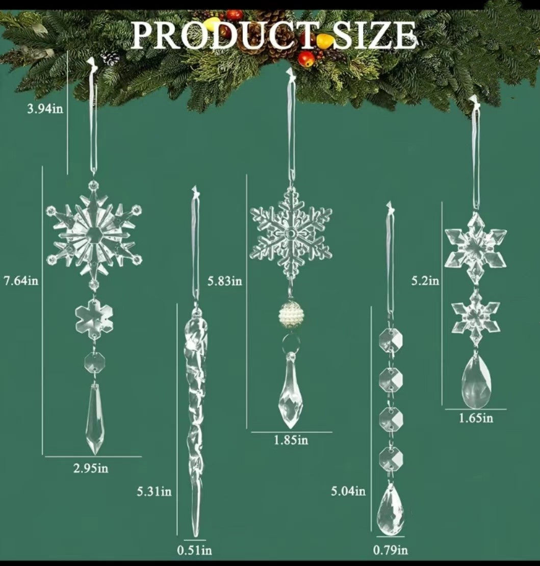 Crystal Clear Transparent Hanging Acrylic Beaded Snowflake Decorations-Theone Apparel