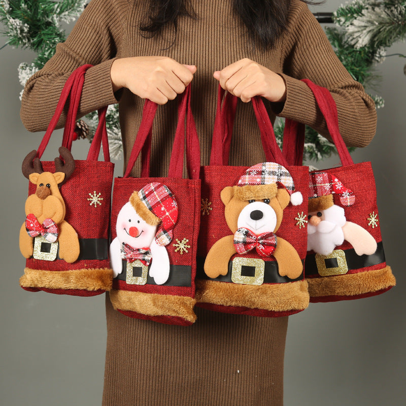 Cute Christmas Sturdy and Strong Reusable Gift Bags with 3D Designs-Theone Apparel