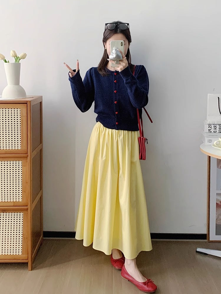 Elastic Waist Mid Length Skirt For Versatile Everyday Wear-Theone Apparel